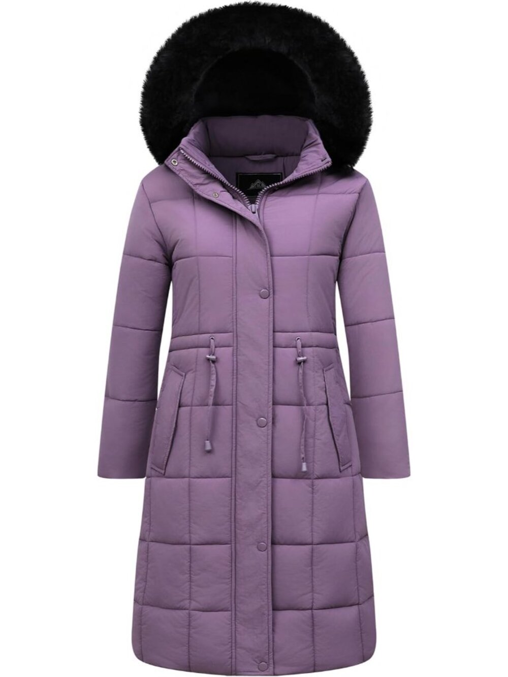 Women's Taro Purple Faux Fur Hooded Long Waterproof Winter Puffer Parka Jacket